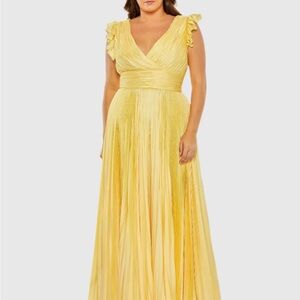 Mac Duggal Yellow Pleated Gown